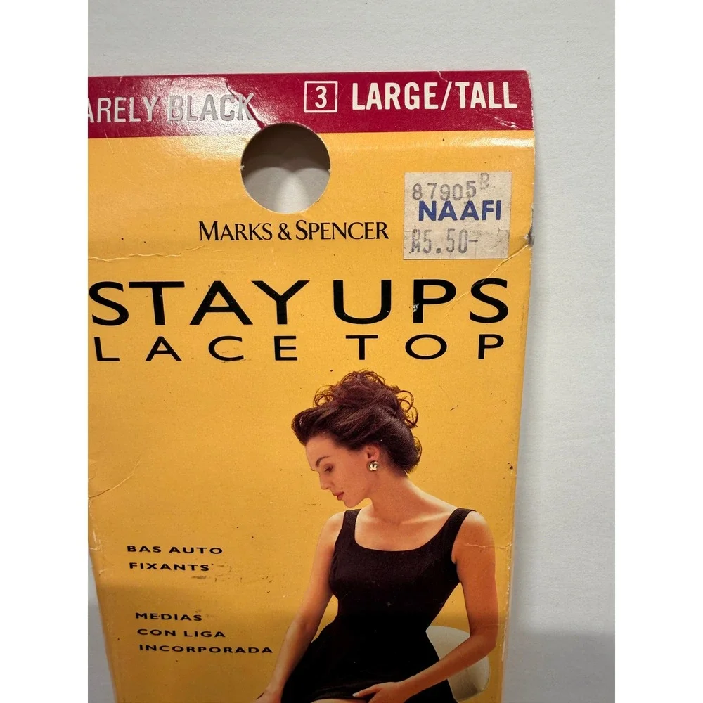 Marks & Spencer Stay Ups Lace Top Stockings Barely Black 10 Denier Size 3 L/T UK